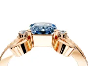 Solitaire Engagement Ring Setting for Fancy Blue Radiant Cut Center with Twisted Band and Scroll Prong Head in Rose Gold