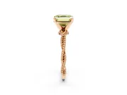 Solitaire Engagement Ring Setting for Fancy Yellow Asscher Cut Center with Twist Band and Bead Prong Head in Rose Gold
