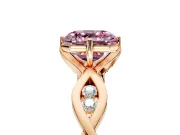 Solitaire Engagement Ring Setting for Fancy Pink Asscher Cut Center with Accented Twist Band and Leaf Prong Head in Rose Gold
