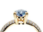 Solitaire Engagement Ring Setting for Fancy Blue Pear-Shaped Center with Multi-Row Pave Accents and Basket Head in Yellow Gold