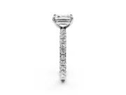 Solitaire Engagement Ring Setting for Asscher Cut Center with Shared-Prong Accents and Prong Head in Platinum