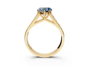 Solitaire Engagement Ring Setting for Fancy Blue Heart-Shaped Center with Cathedral Channel Band and Prong Head in Yellow Gold
