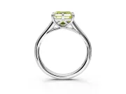 Solitaire Engagement Ring Setting for Fancy Yellow Asscher Cut Center with Cathedral Band and Prong Head in Sterling Silver
