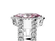 Halo Engagement Ring Setting for Fancy Pink Marquise Center with Wide-Open Pave Split Shank and Prong Head in White Gold
