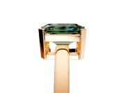 Solitaire Engagement Ring Setting for Fancy Green Emerald Cut Center with Plain Band and Flat Tab Prong Head in Rose Gold