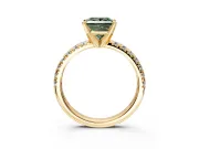 Solitaire Engagement Ring Setting for Fancy Green Princess Cut Center with Large Accents and Prong Head in Yellow Gold