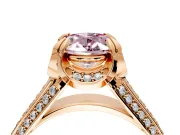 Solitaire Engagement Ring Setting for Fancy Pink Oval Center with Accented Split Shank and Prong Head in Rose Gold