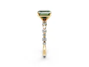Solitaire Engagement Ring Setting for Fancy Green Asscher Cut Center with Alternating Size Accents and Prong Head in Yellow Gold