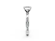 Solitaire Engagement Ring Setting for Radiant Cut Center with Channel Baguette Band and Prong Head in Sterling Silver