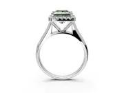 Halo Engagement Ring Setting for Fancy Green Princess Cut Center with Square Band and Prong Head in Sterling Silver