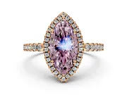 Accent Halo Engagement Ring Setting for Fancy Pink Marquise Center with Full-Length Pave Band and Prong Head in Rose Gold