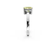 Solitaire Engagement Ring Setting for Fancy Yellow Radiant Cut Center with Plain Band and Flat Tab Prong Head in Platinum