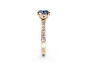 Solitaire Engagement Ring Setting for Fancy Blue Round Cut Center with Round Cut Pave Band and Prong Head in Rose Gold