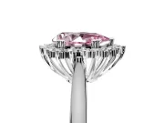 Starburst Halo Engagement Ring Setting for Fancy Pink Pear-Shaped Center with Thin Round-Wire Band and Prong Head in White Gold