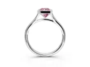 Solitaire Engagement Ring Setting for Fancy Pink Radiant Cut Center with V Split Shank and Bezel Head in Sterling Silver