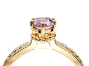 Solitaire Engagement Ring Setting for Fancy Pink Pear-Shaped Center with Raised Channel Band and Prong Head in Yellow Gold