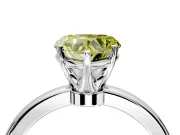 Solitaire Engagement Ring Setting for Fancy Yellow Heart-Shaped Center with Plain Band and Tulip Prong Head in Platinum