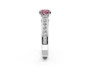 Solitaire Engagement Ring Setting for Fancy Pink Cushion Cut Center with Channel Band and Double Claw Prong Head in Platinum