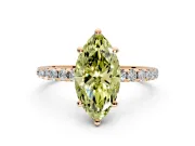 Solitaire Engagement Ring Setting for Fancy Yellow Marquise Center with Micro Pave Band and Prong Head in Rose Gold