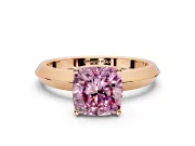 Solitaire Engagement Ring Setting for Fancy Pink Cushion Cut Center with Wide Knife Ridge Band and Prong Head in Rose Gold
