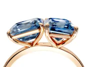 Fancy Blue Asscher Cut and Emerald Cut Lab-Grown Diamond Toi et Moi Engagement Ring with Prong-Set Stones in Rose Gold