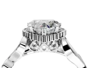 Halo Engagement Ring Setting for Heart-Shaped Center with Leaf Motif Split Shank and Prong Head in Sterling Silver