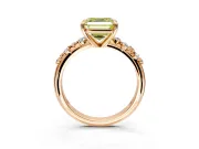Solitaire Engagement Ring Setting for Fancy Yellow Asscher Cut Center with Trailing Leaf Accent Band and Prong Head in Rose Gold