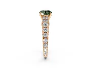 Solitaire Engagement Ring Setting for Fancy Green Round Cut Center with Pave Cathedral Shoulders and Prong Head in Rose Gold