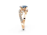Solitaire Engagement Ring Setting for Fancy Blue Oval Center with Pave Bypass Twist Band and Prong Head in Rose Gold