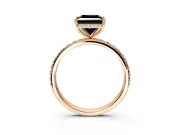 Hidden Halo Engagement Ring Setting for Fancy Black Princess Cut Center with Pave Band and Prong Head in Rose Gold