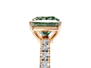 Solitaire Engagement Ring Setting for Fancy Green Princess Cut Center with Large Accent Band and Prong Head in Rose Gold
