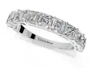 Asscher Cut Lab-Grown Diamond Half Eternity Wedding Band with Shared-Prong Setting in Platinum