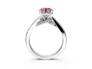 Solitaire Engagement Ring Setting for Fancy Pink Round Cut Center with Crossover Accents and Prong Head in Platinum