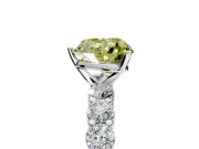 Shared-Prong Engagement Ring Setting for Fancy Yellow Heart-Shaped Center with Graduated Accents and Prong Head in Platinum
