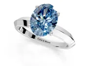Solitaire Engagement Ring Setting for Fancy Blue Oval Center with Wide Knife Ridge Band and Prong Head in Platinum