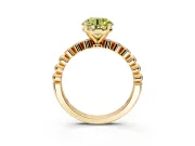 Solitaire Engagement Ring Setting for Fancy Yellow Round Cut Center with Bezel-Dot Beaded Band and Prong Head in Yellow Gold