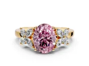 Floral Engagement Ring Setting for Fancy Pink Oval Center with Marquise Cluster Shoulders and Prong Head in Yellow Gold