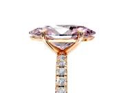 Solitaire Engagement Ring Setting for Fancy Pink Marquise Center with Fine Pave Narrow Band and Prong Head in Rose Gold