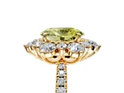 Floral Halo Engagement Ring Setting for Fancy Yellow Oval Center with Pave Accents and Prong Head in Yellow Gold
