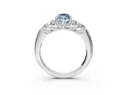 Cluster Engagement Ring Setting for Fancy Blue Marquise Center with Round Cut Accent Frame and Prong Head in White Gold