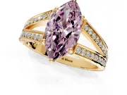 Split Shank Engagement Ring Setting for Fancy Pink Marquise Center with Pave Split Shank and Prong Head in Yellow Gold