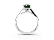 Solitaire Engagement Ring Setting for Fancy Green Radiant Cut Center with Round Cut Channel Band and Prong Head in White Gold