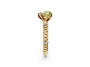 Rope Engagement Ring Setting for Fancy Yellow Heart-Shaped Center with Accent Shoulders and Prong Head in Yellow Gold