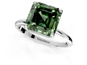 Minimalist Solitaire Engagement Ring Setting for Fancy Green Asscher Cut Center with Thin Band and Prong Head in Sterling Silver