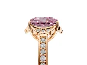Floral Engagement Ring Setting for Fancy Pink Radiant Cut Center with Four Accent Clusters and Prong Head in Rose Gold
