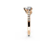 Solitaire Engagement Ring Setting for Heart-Shaped Center with Crossover Accents and Prong Head in Rose Gold