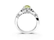 Solitaire Engagement Ring Setting for Fancy Yellow Marquise Center with Marquise and Bezel Accents and Prong Head in White Gold