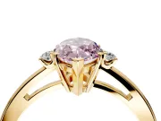 3 Stone Engagement Ring Setting for Fancy Pink Marquise Center with Low-Set Round Cut Accents and Prong Head in Yellow Gold