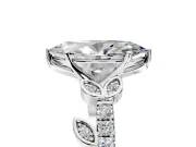 Leaf Motif Engagement Ring Setting for Marquise Center with Pave Band and Prong Head in Sterling Silver