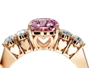 5 Stone Engagement Ring Setting for Fancy Pink Cushion Cut Center with Equal Close-Set Accents and Prong Head in Rose Gold